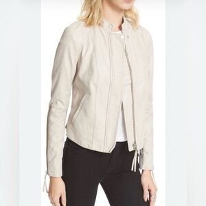 Free People Cream vegan leather Jacket ivory, white beige faux going out coat 8